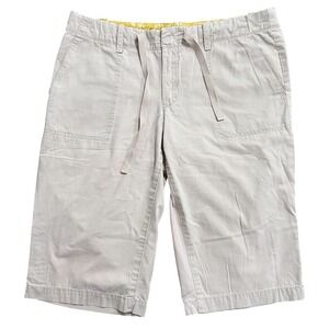 Eddie Bauer Womens Beige Long Bermuda Shorts‎ Drawstring Size 4